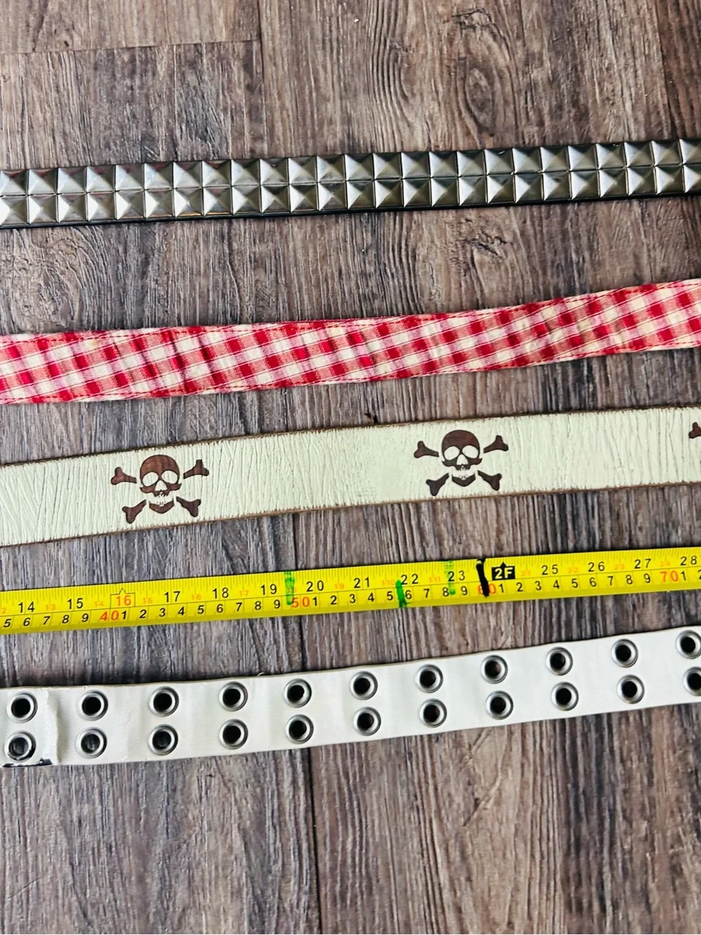 4 Various White Double-Row Eyelet Leather Studded Punk Belt - Men Accessories